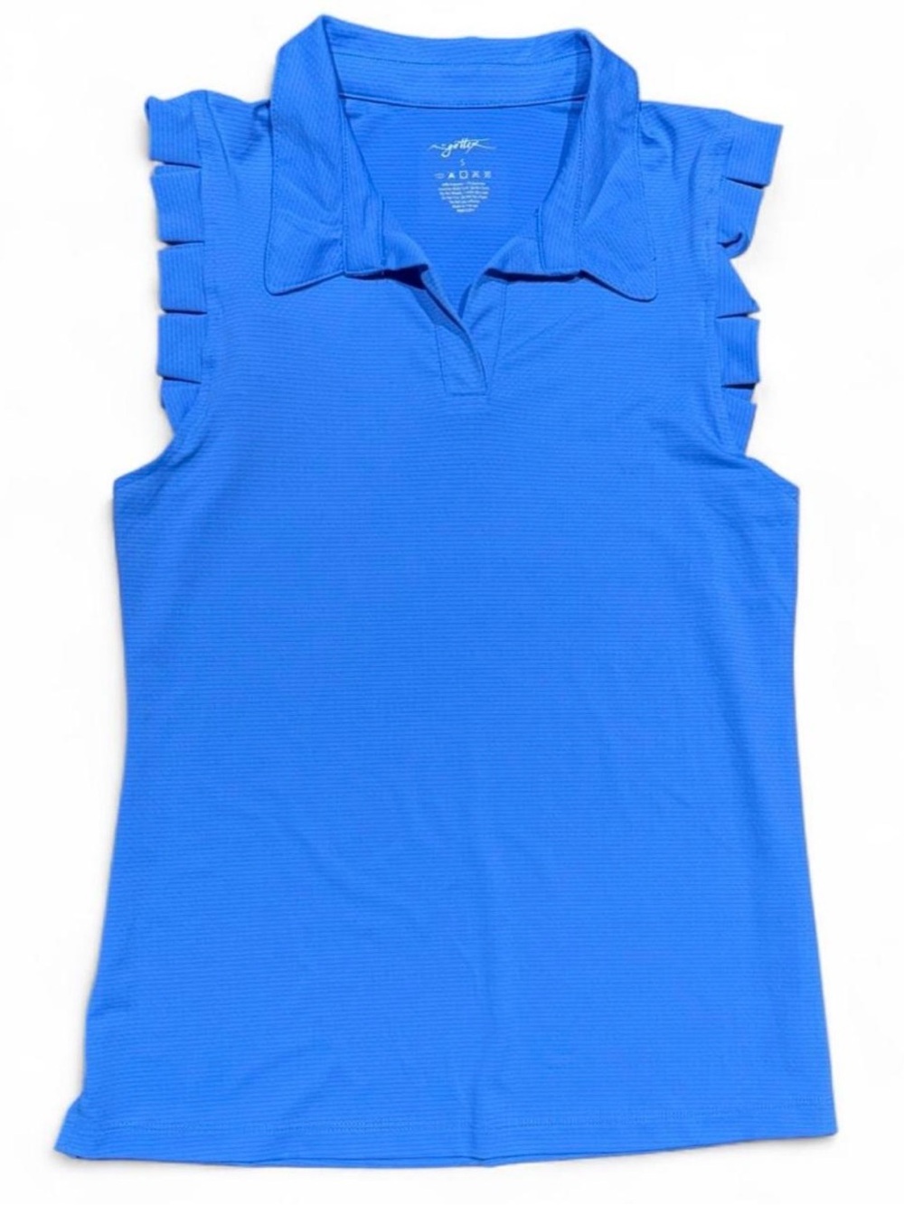 Gottex Cobalt Blue Sleeveless Polo Tank with Ladder Shoulder Cutouts